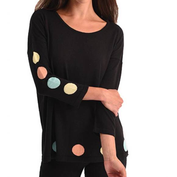 NEW ANGEL polkadot scoop top in black multi - Picture 1 of 1